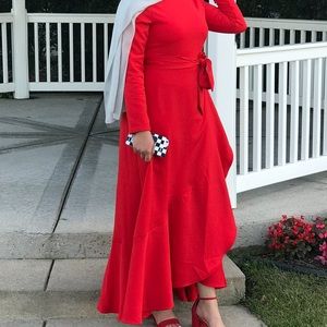 Maxi long sleeve red dress